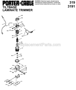 Page A Diagram and Parts List for 3191 Type 1 Porter Cable Laminate Trimmer